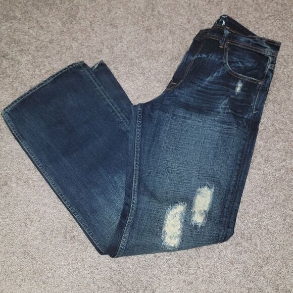 575 California Lifestyle Denim Distressed Bootcut Button Fly Jeans Size 34 x 35 - Picture 13 of 16